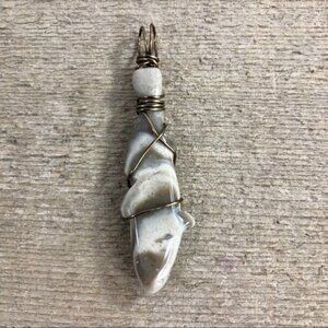 Natural Jasper Fisherman's Wire Wrapped Pendant